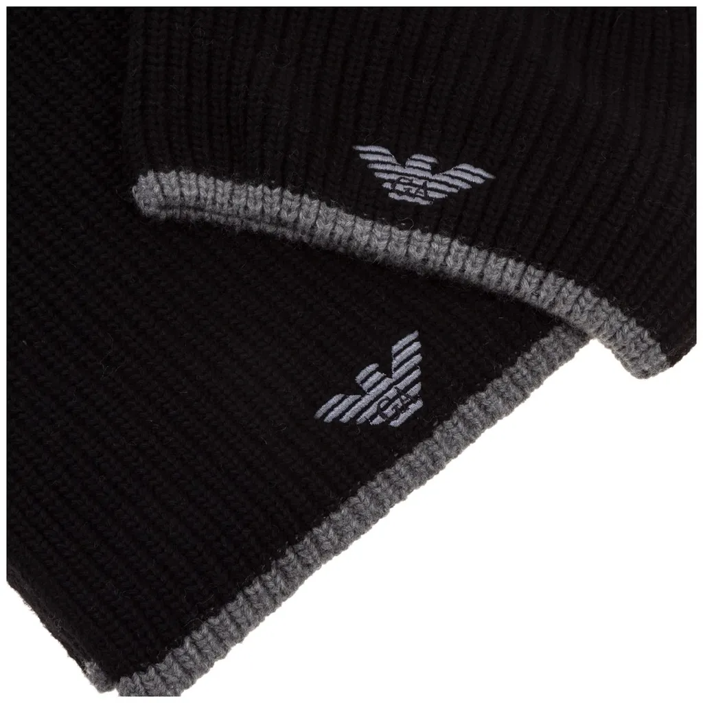 Emporio Armani Logo Embroidered Beanie Scarf Set