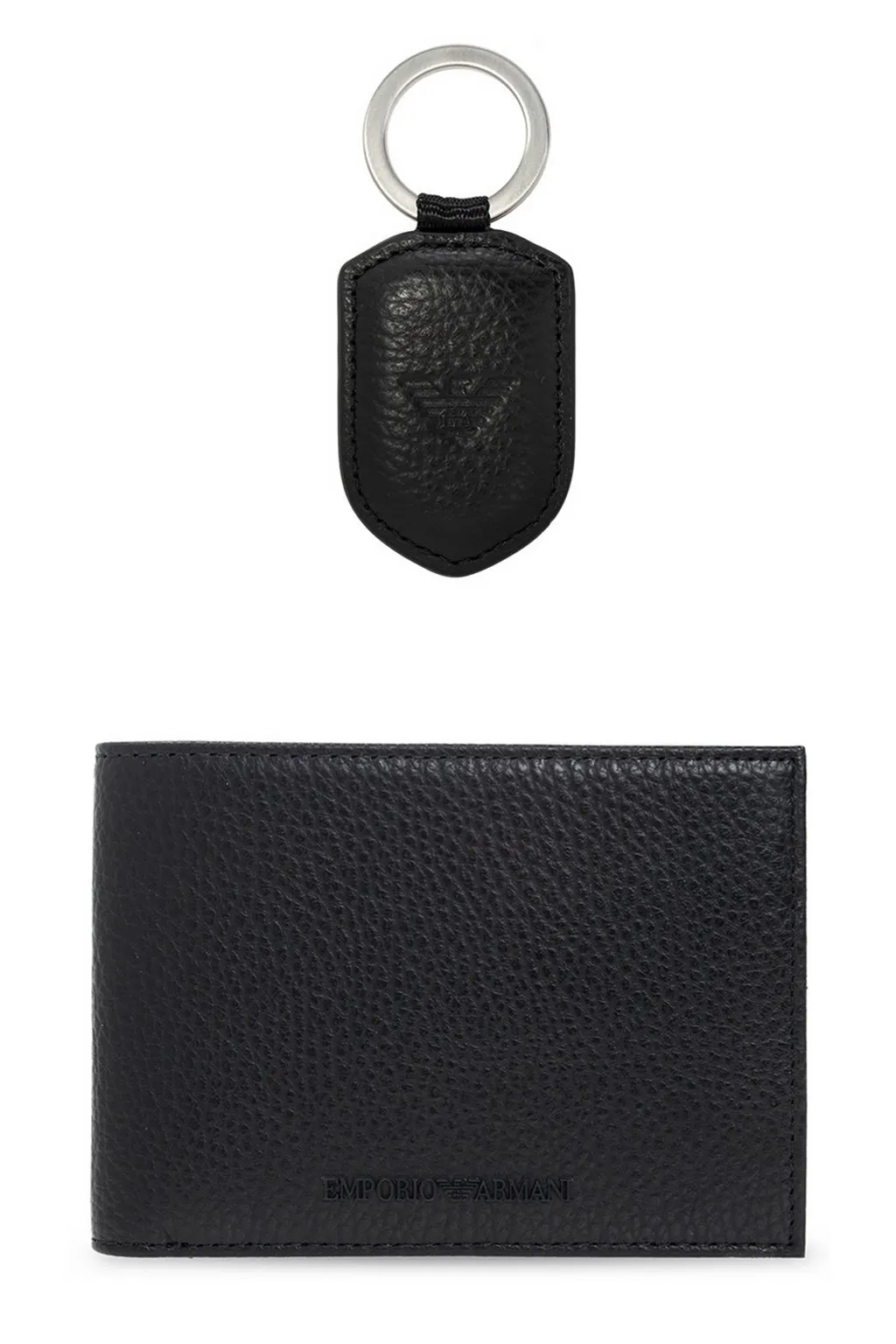 Emporio Armani Logo Lettering Bi-Fold Wallet And Keyring Set