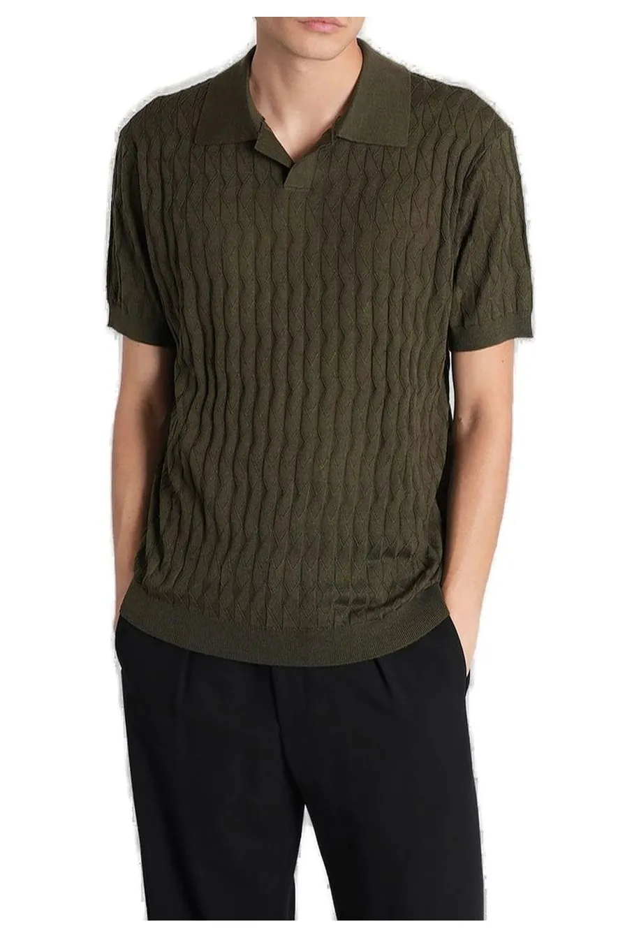 Emporio Armani Textured Knitted Polo Shirt