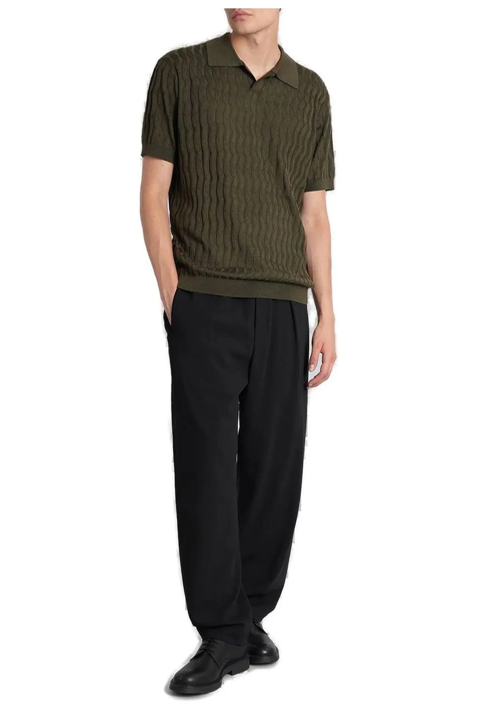 Emporio Armani Textured Knitted Polo Shirt