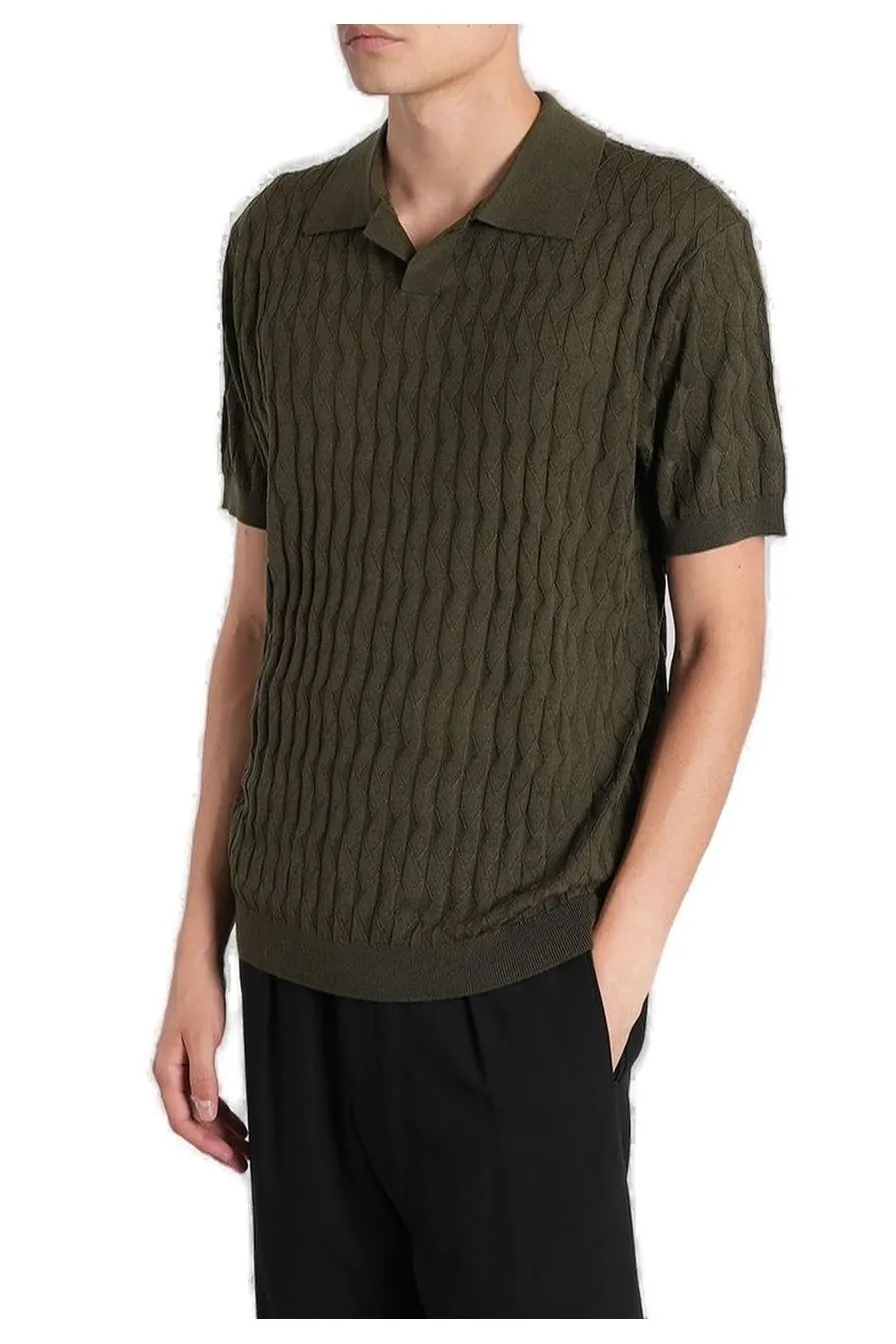 Emporio Armani Textured Knitted Polo Shirt