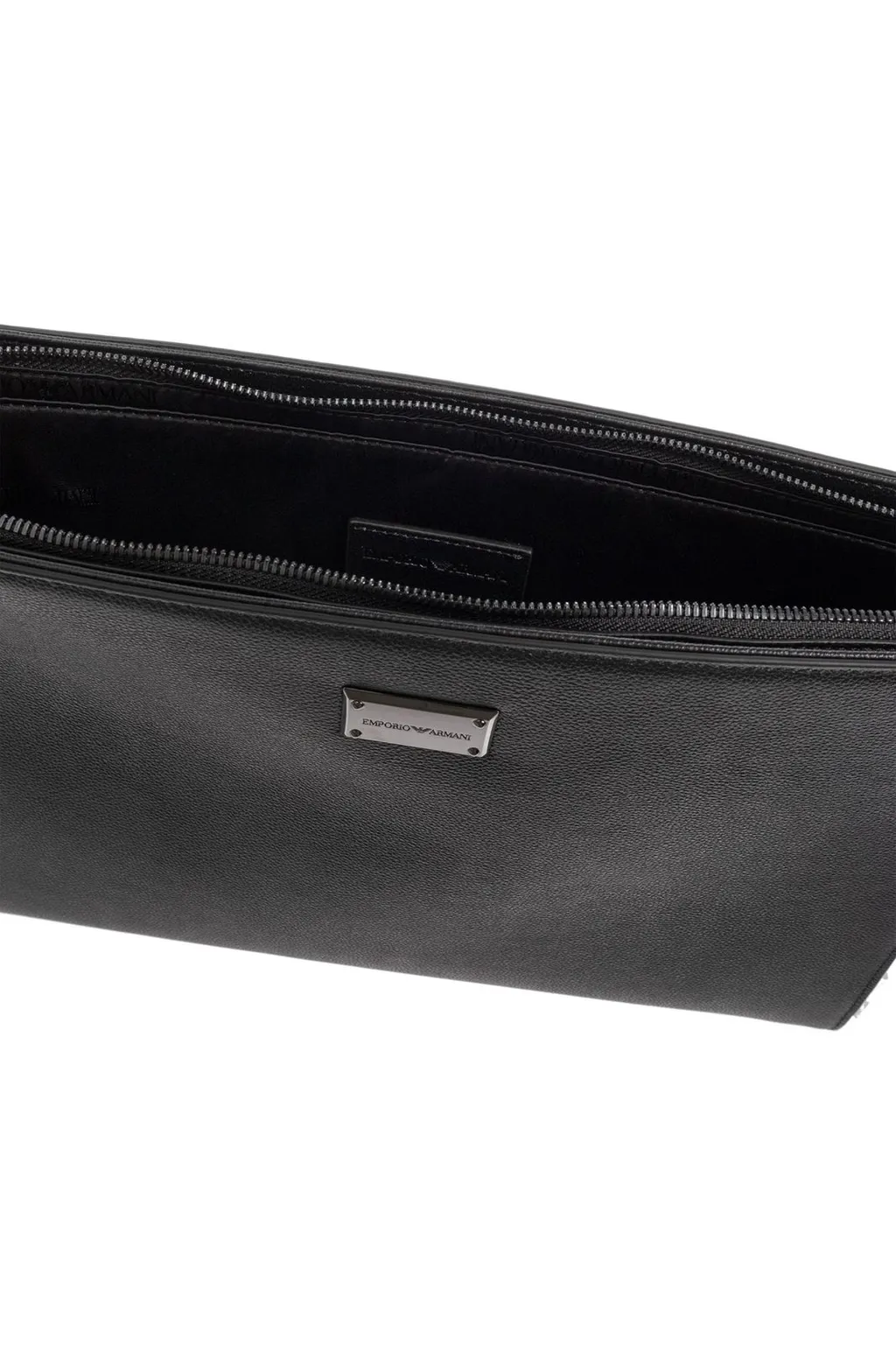 Emporio Armani Logo Plaque Zip-Up Clutch Bag