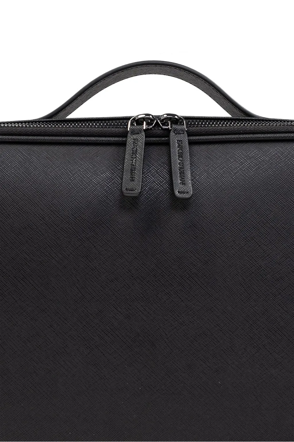 Emporio Armani Logo Embossed Zip-Up Laptop Bag