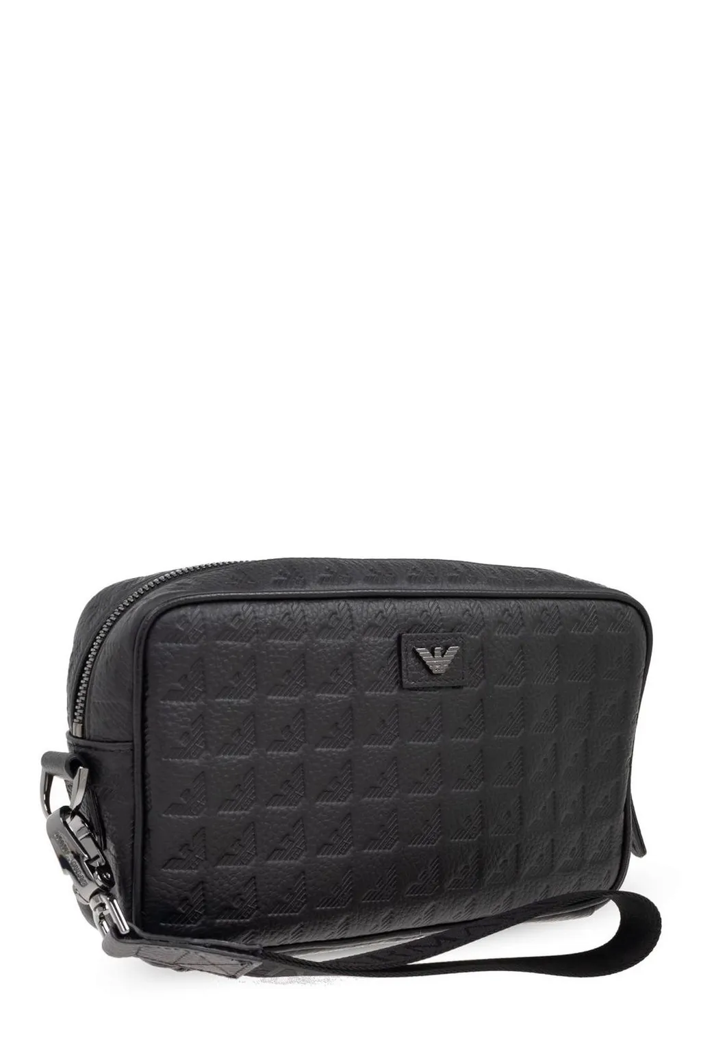 Emporio Armani Logo Plaque Zip-Up Clutch Bag