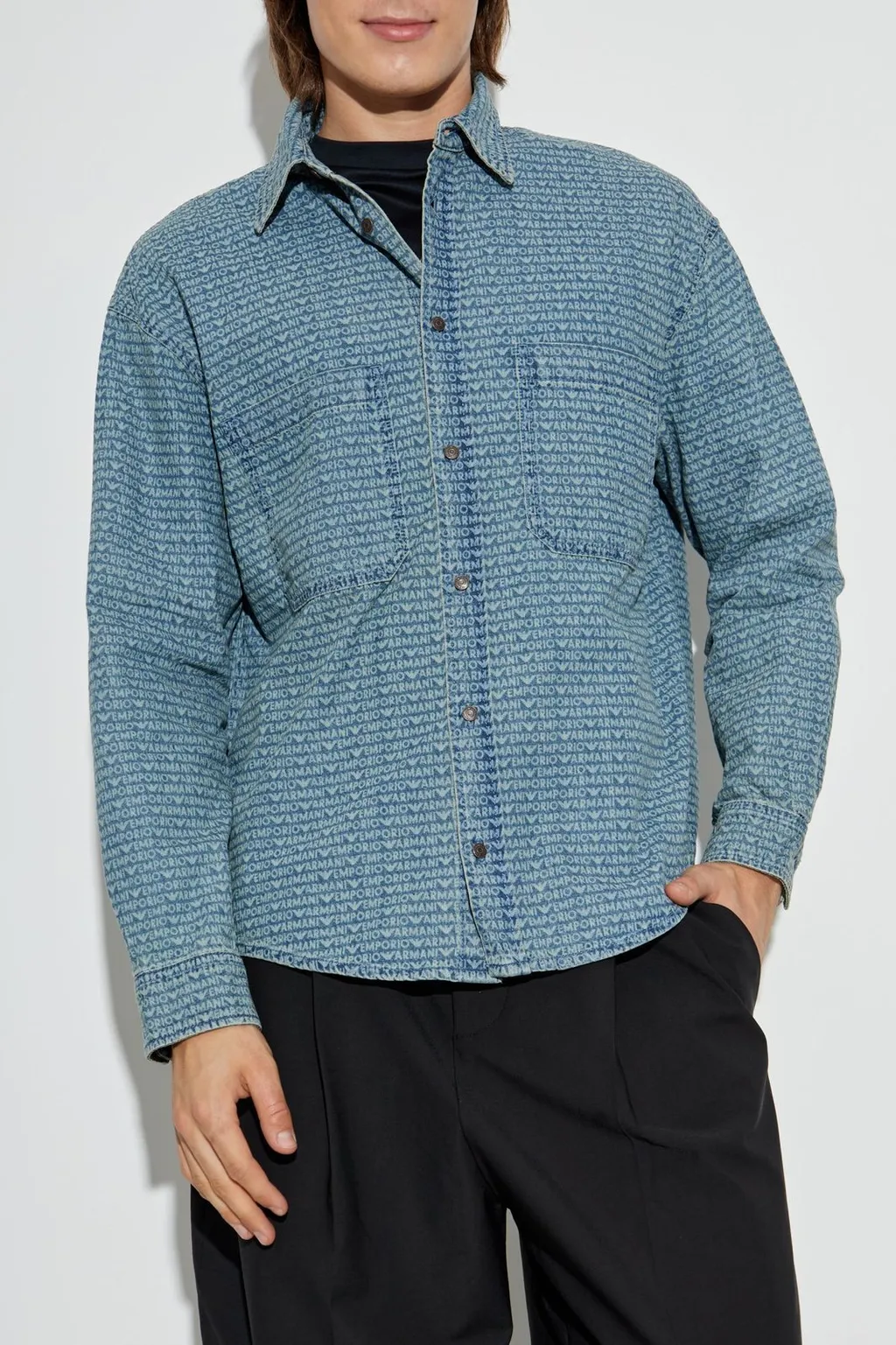 Emporio Armani Monogram Long-Sleeved Shirt