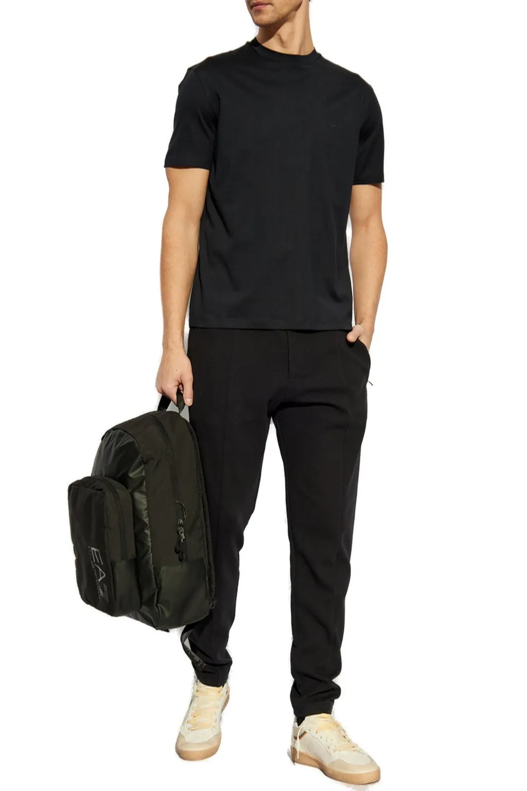 Emporio Armani Logo Plaque Tapered Pants