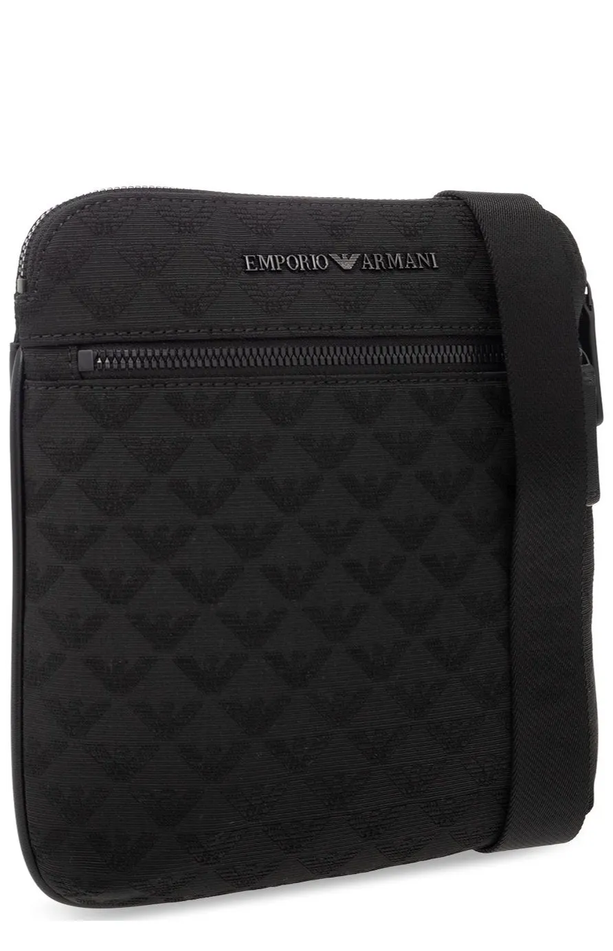 Emporio Armani All-Over Jacquard Eagle Flat Shoulder Bag