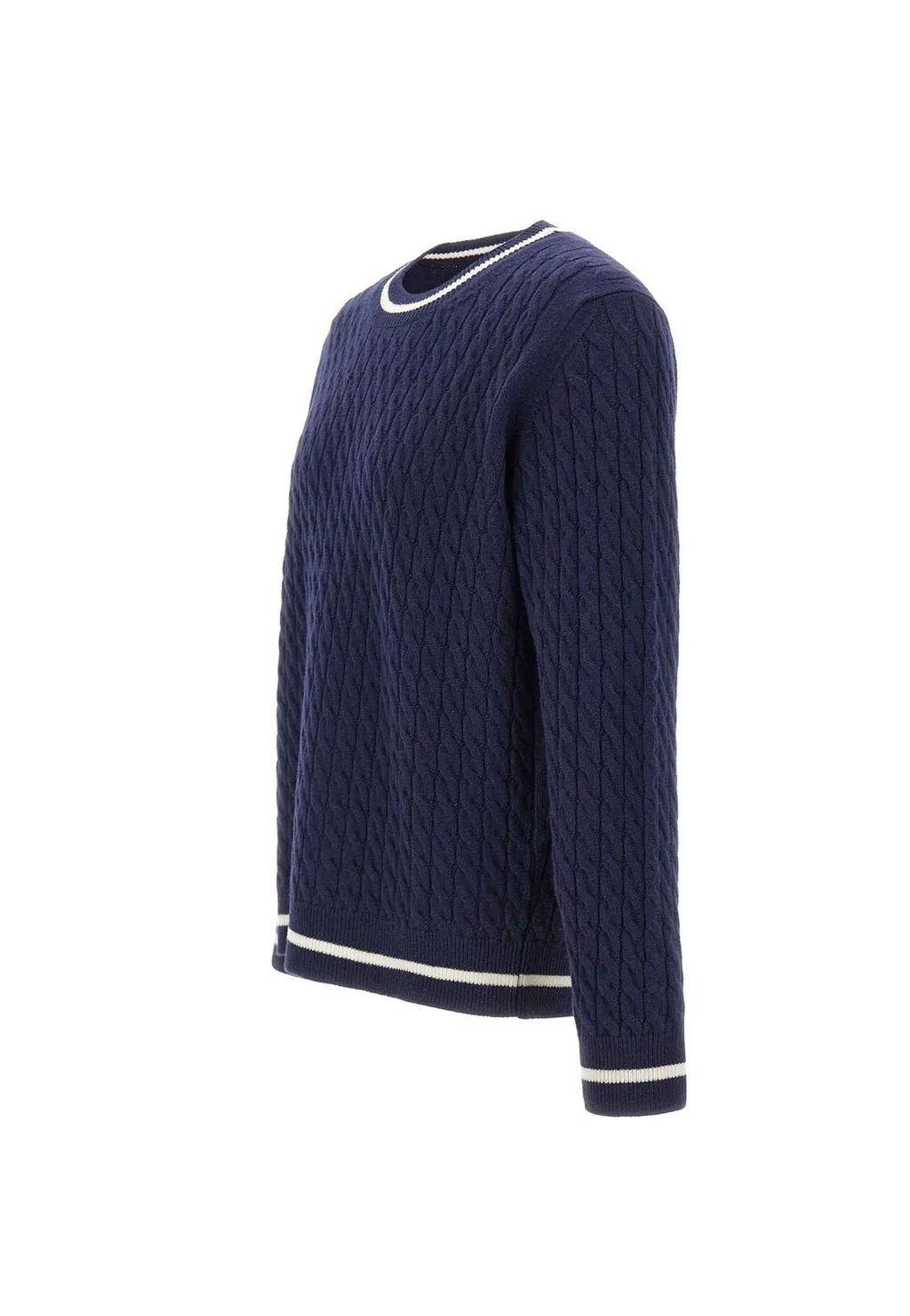 Eleventy Cable Knit Crew Neck Sweater