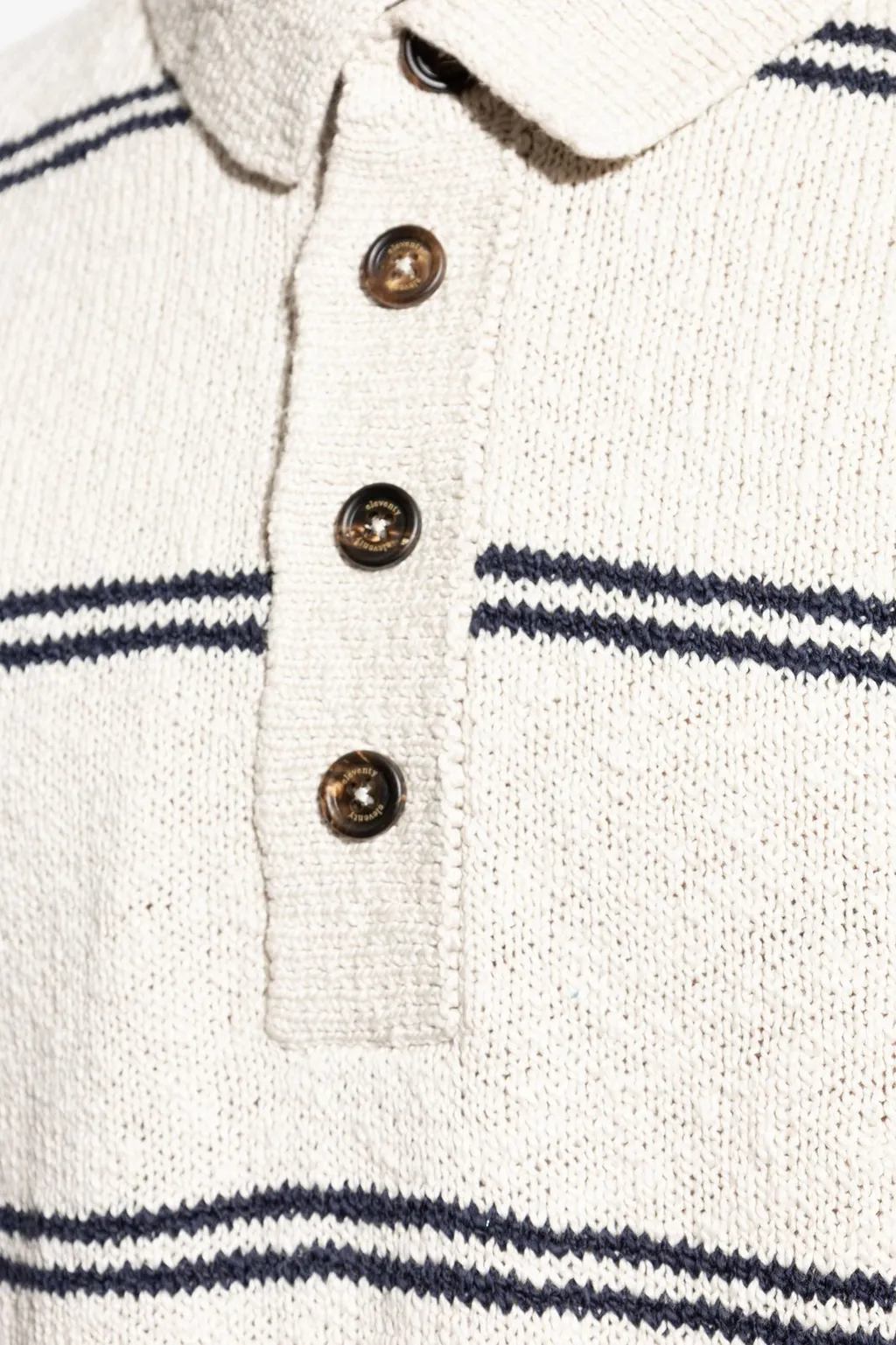 Eleventy Striped Knit Polo Shirt