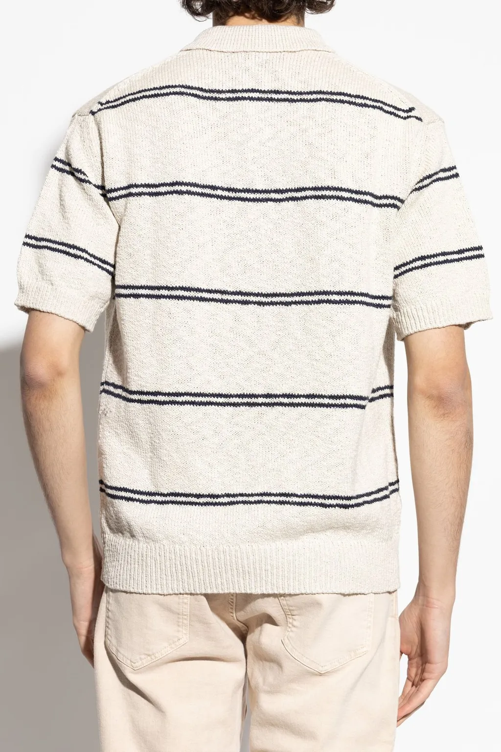 Eleventy Striped Knit Polo Shirt