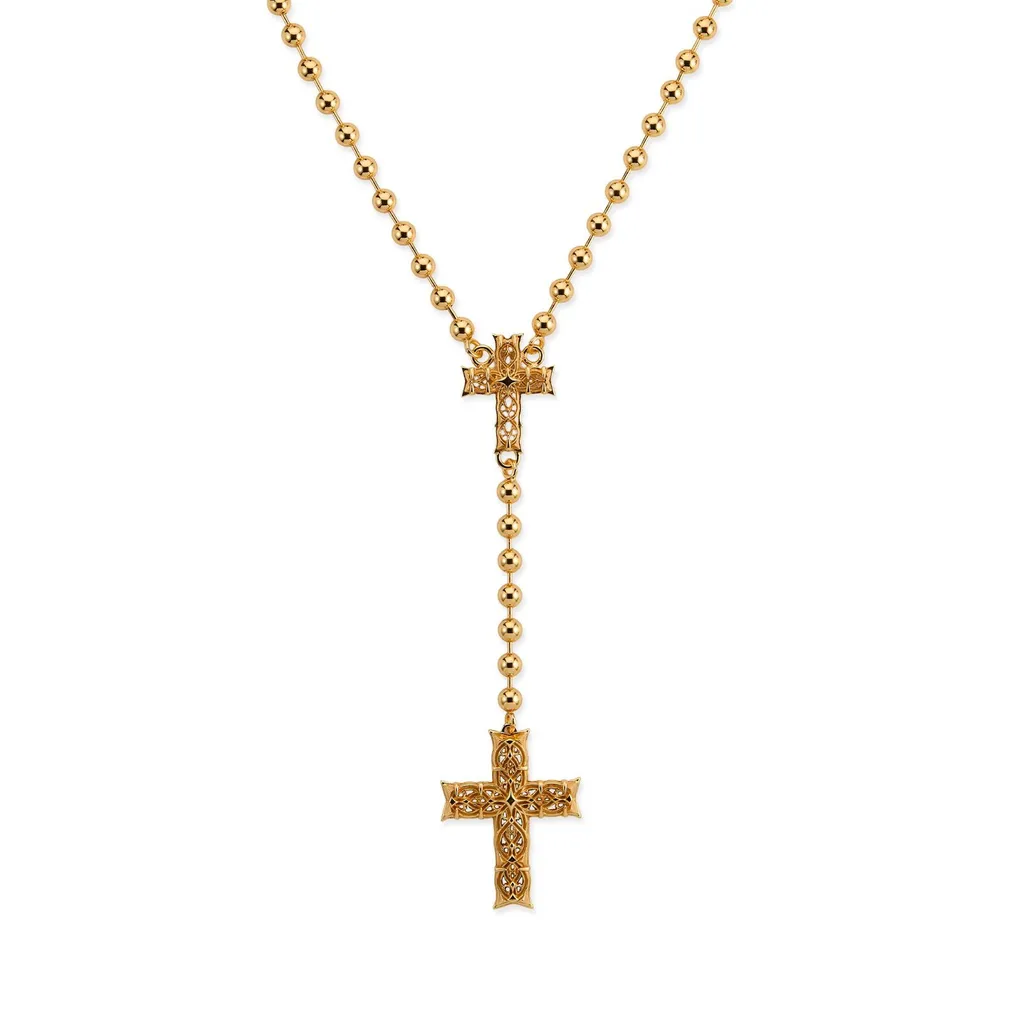 Emanuele Bicocchi Notre Dame Cross Large Beaded Rosary Necklace
