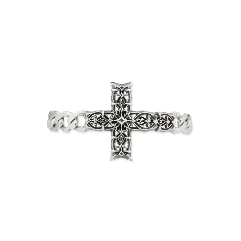 Emanuele Bicocchi Notre Dame Cross Large Edge Chain Bracelet