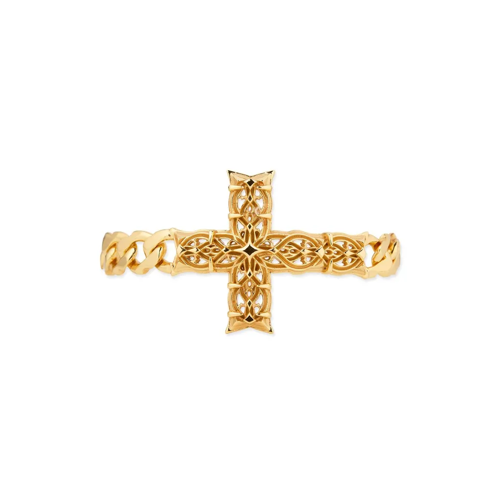 Emanuele Bicocchi Notre Dame Cross Large Edge Chain Bracelet