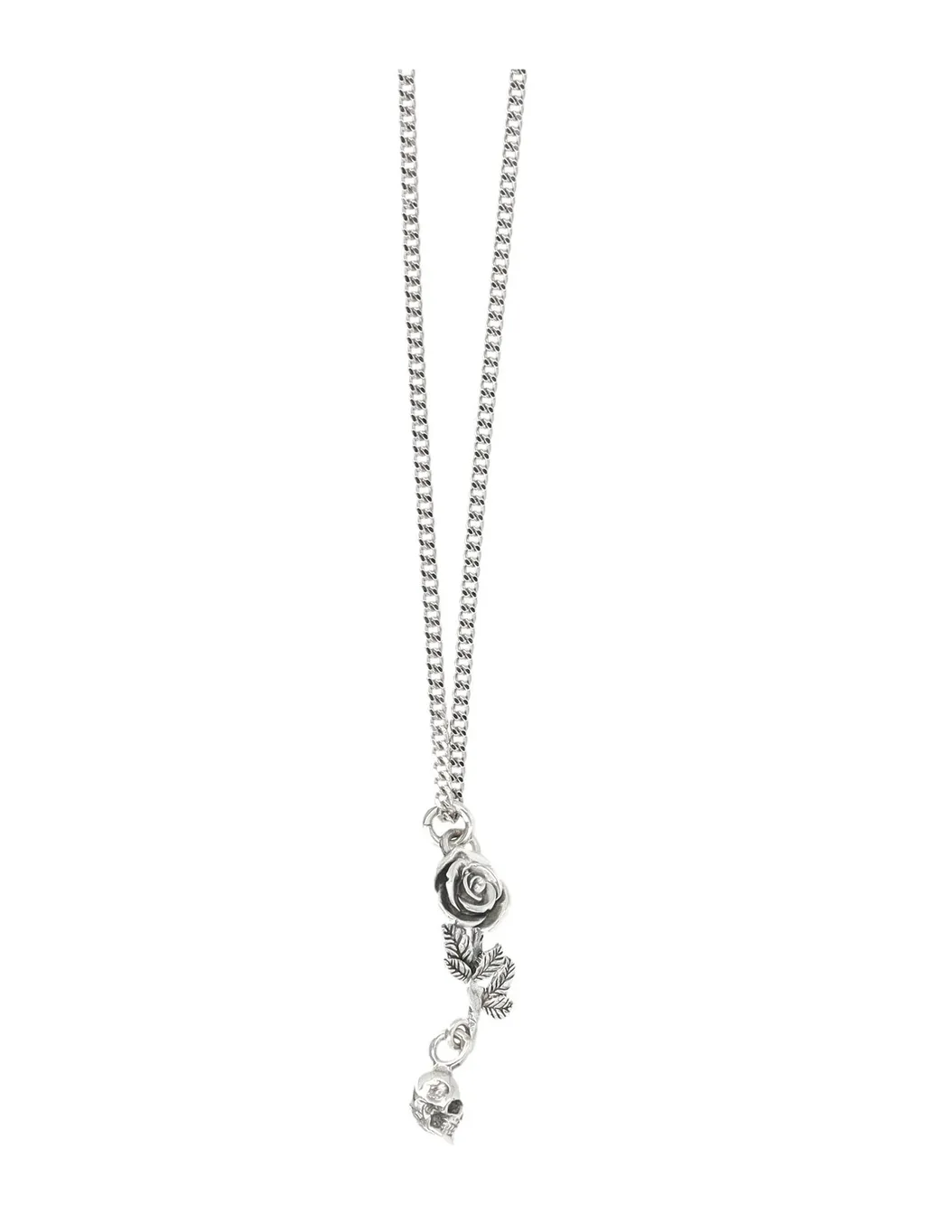 Emanuele Bicocchi Rose And Skull Pendant Necklace