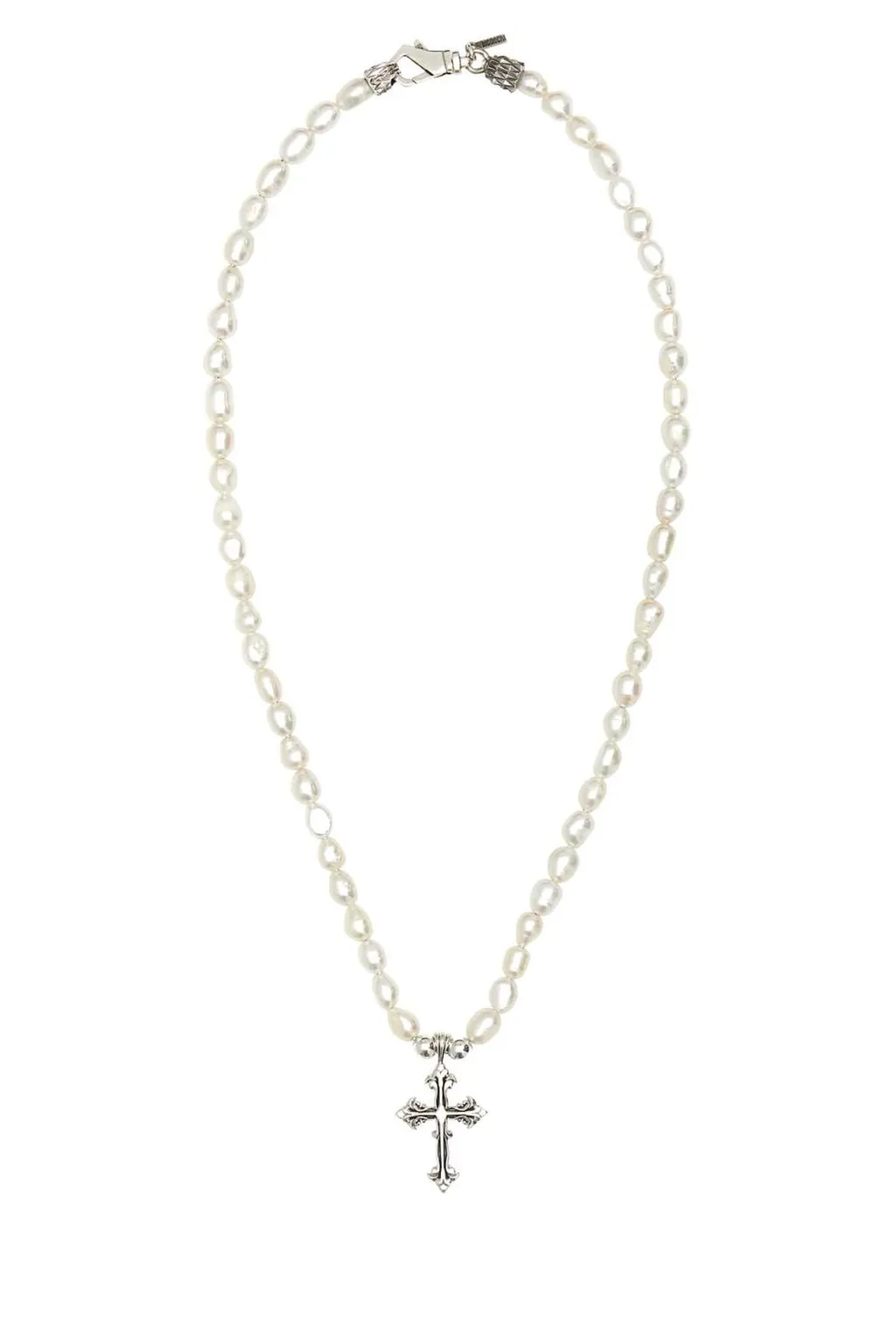 Emanuele Bicocchi Avelli Cross Pendant Pearl Necklace