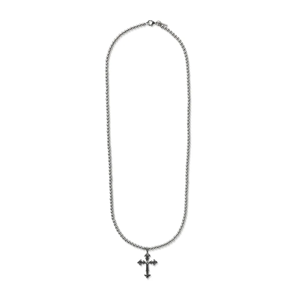 Emanuele Bicocchi Cross Pendant Beaded Chain Necklace