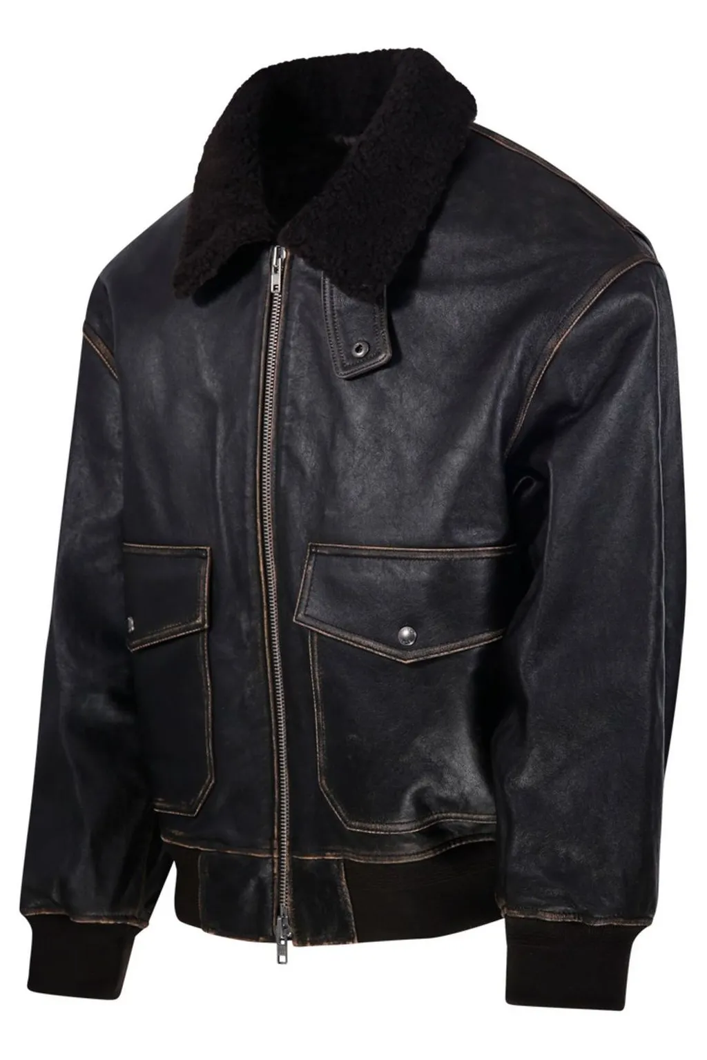 Dunst Shearling Collar Leather Jacket