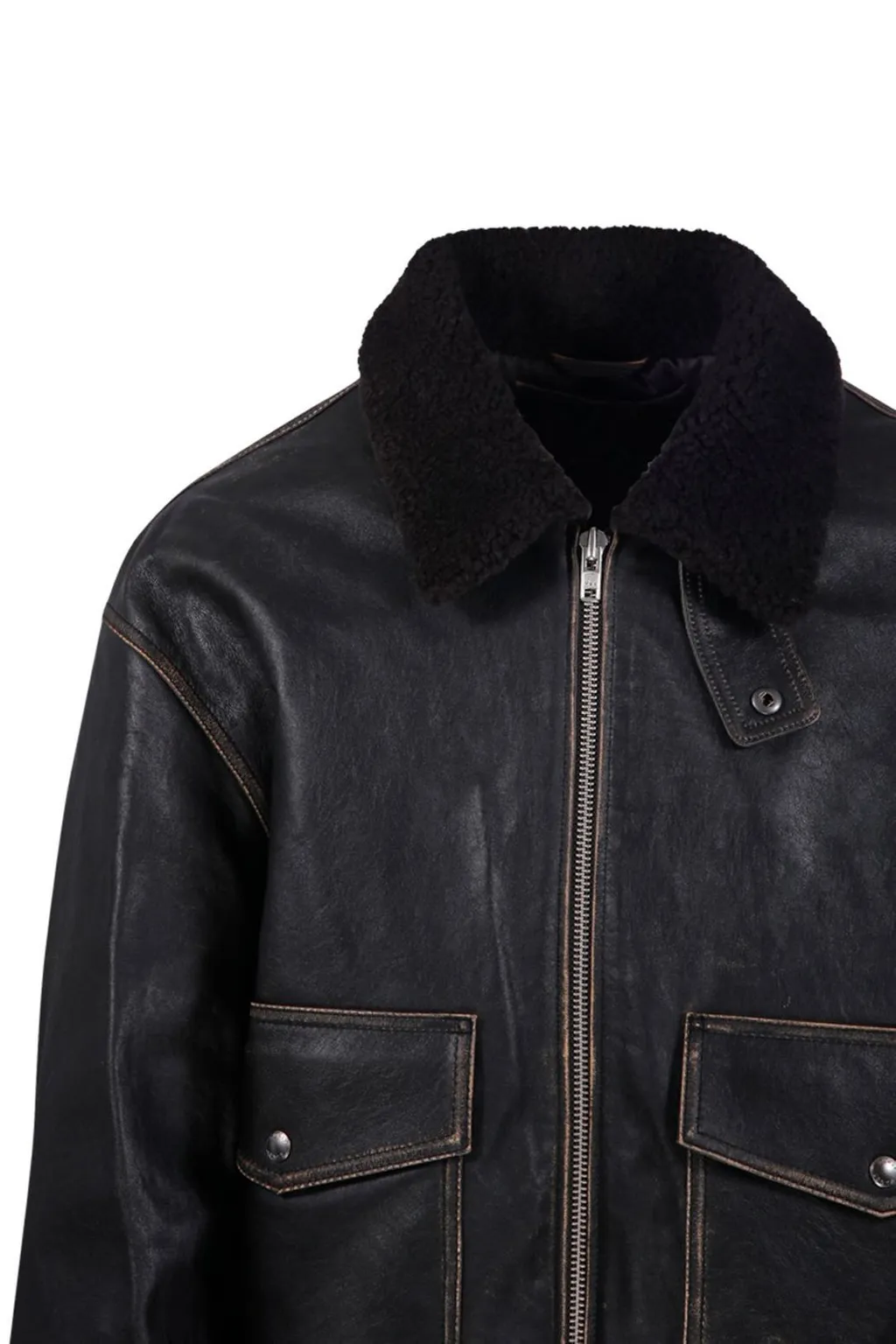 Dunst Shearling Collar Leather Jacket