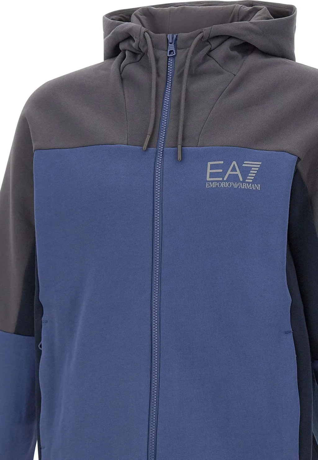 Ea7 Emporio Armani Zip-Up Drawstring Hoodie