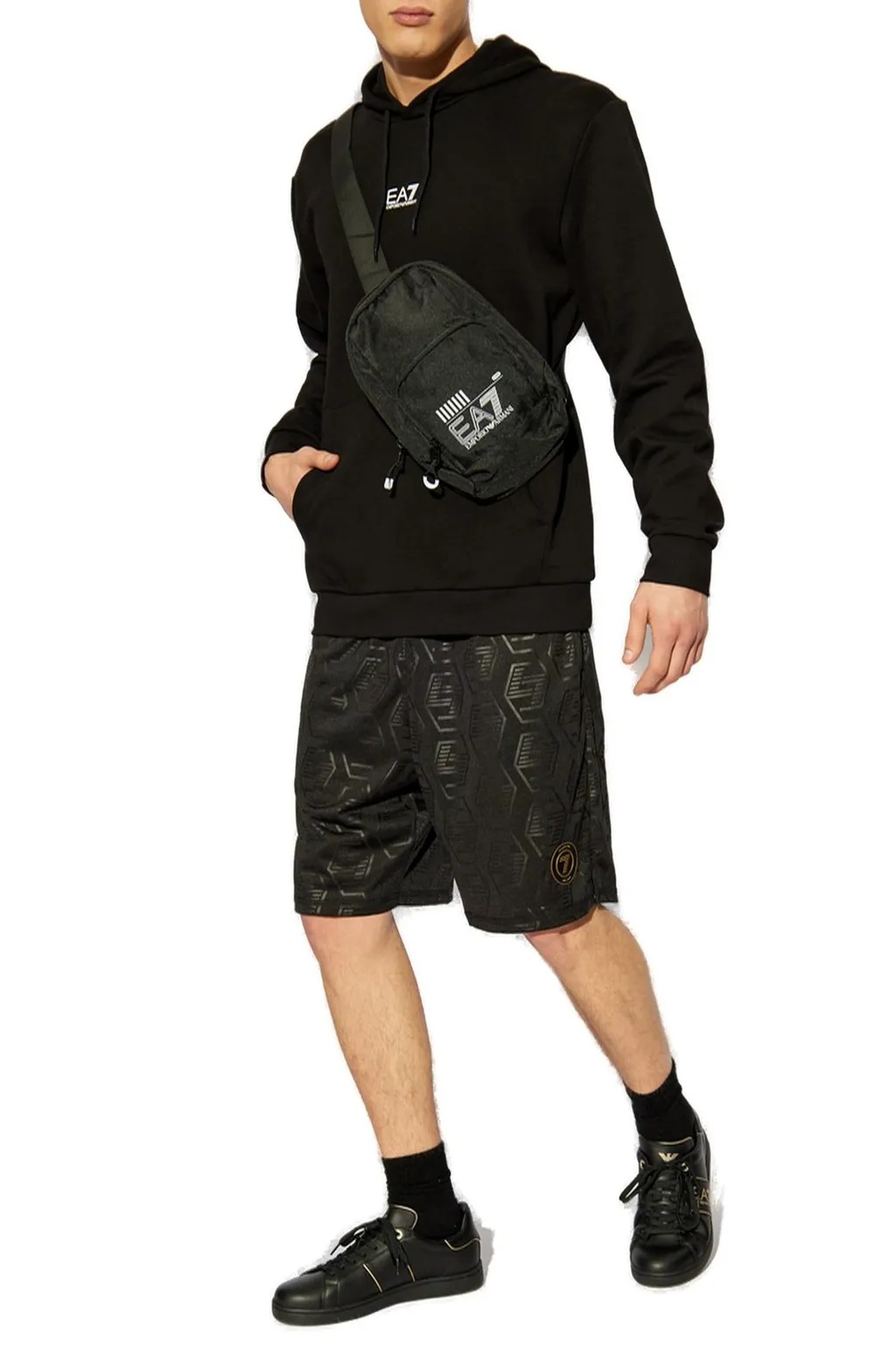 Ea7 Emporio Armani Drawstring Long-Sleeved Hoodie