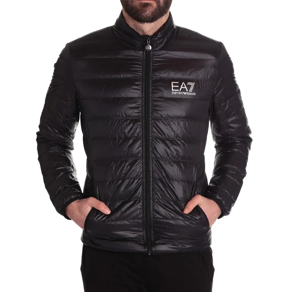 Ea7 Emporio Armani Logo Printed Zipped Puffer Jacket