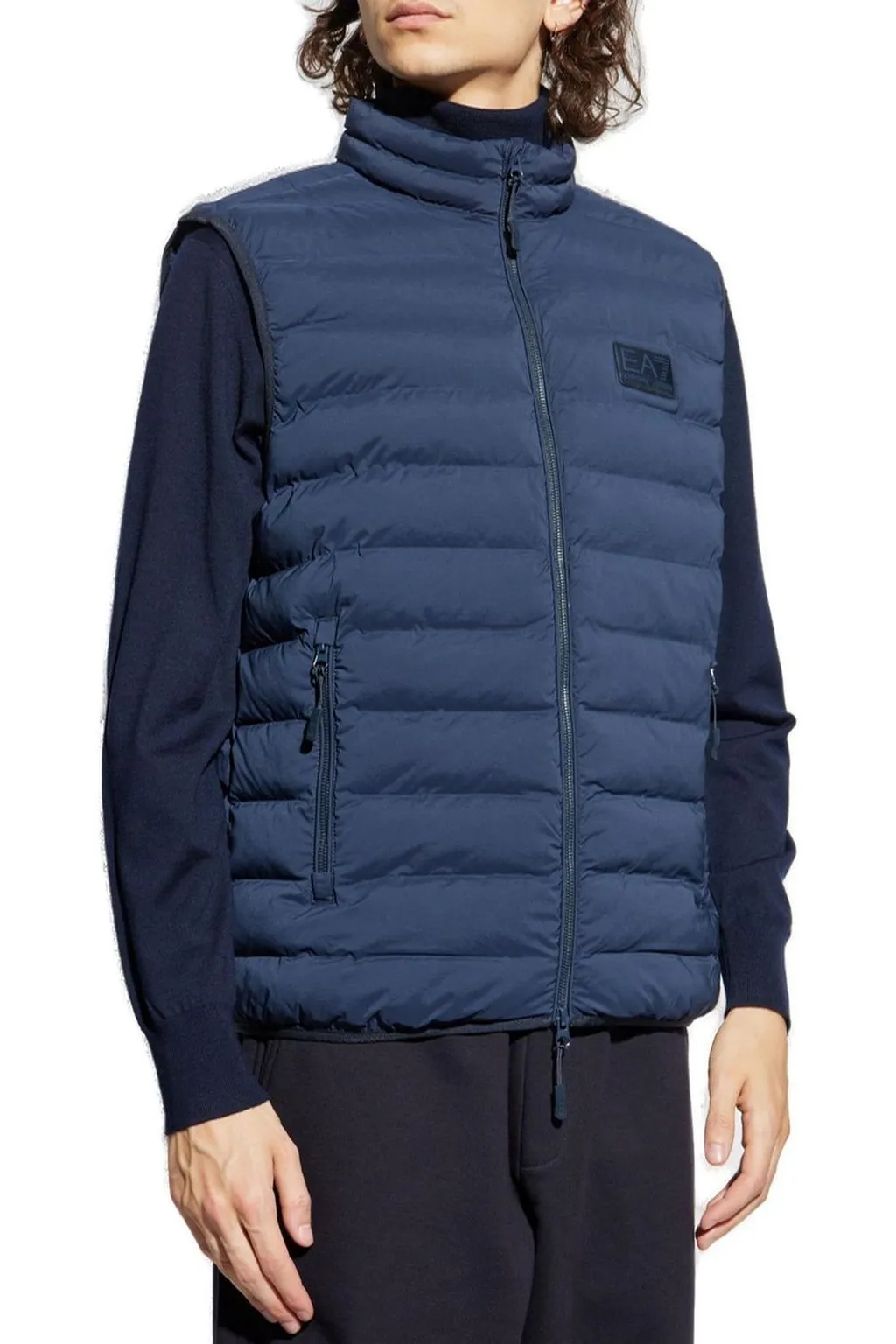 Ea7 Emporio Armani Logo Patch Quilted Vest