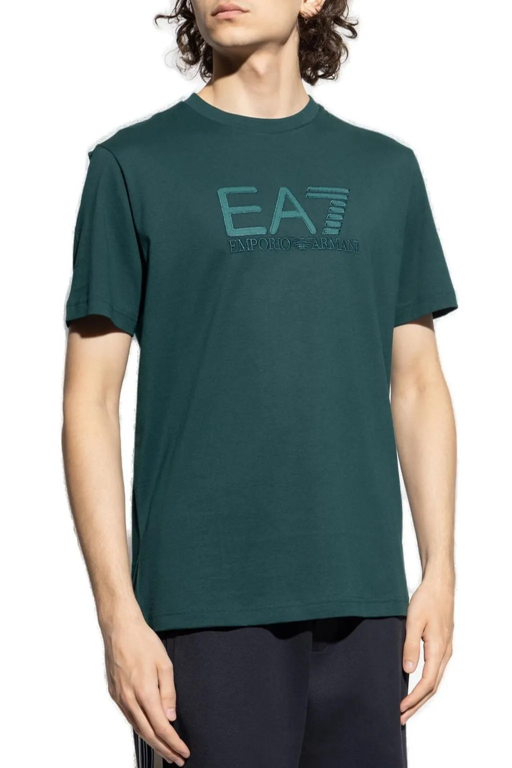 Ea7 Emporio Armani Logo Embroidered Crewneck T-Shirt