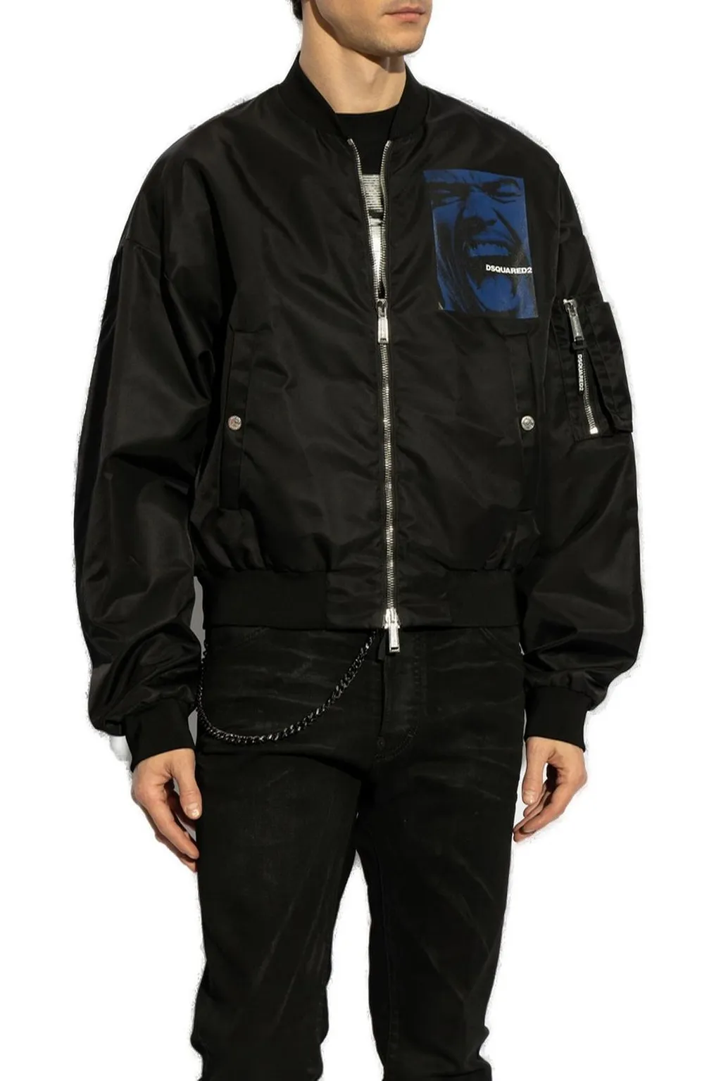 Dsquared2 Logo Printed Zipped Bomber Jacket