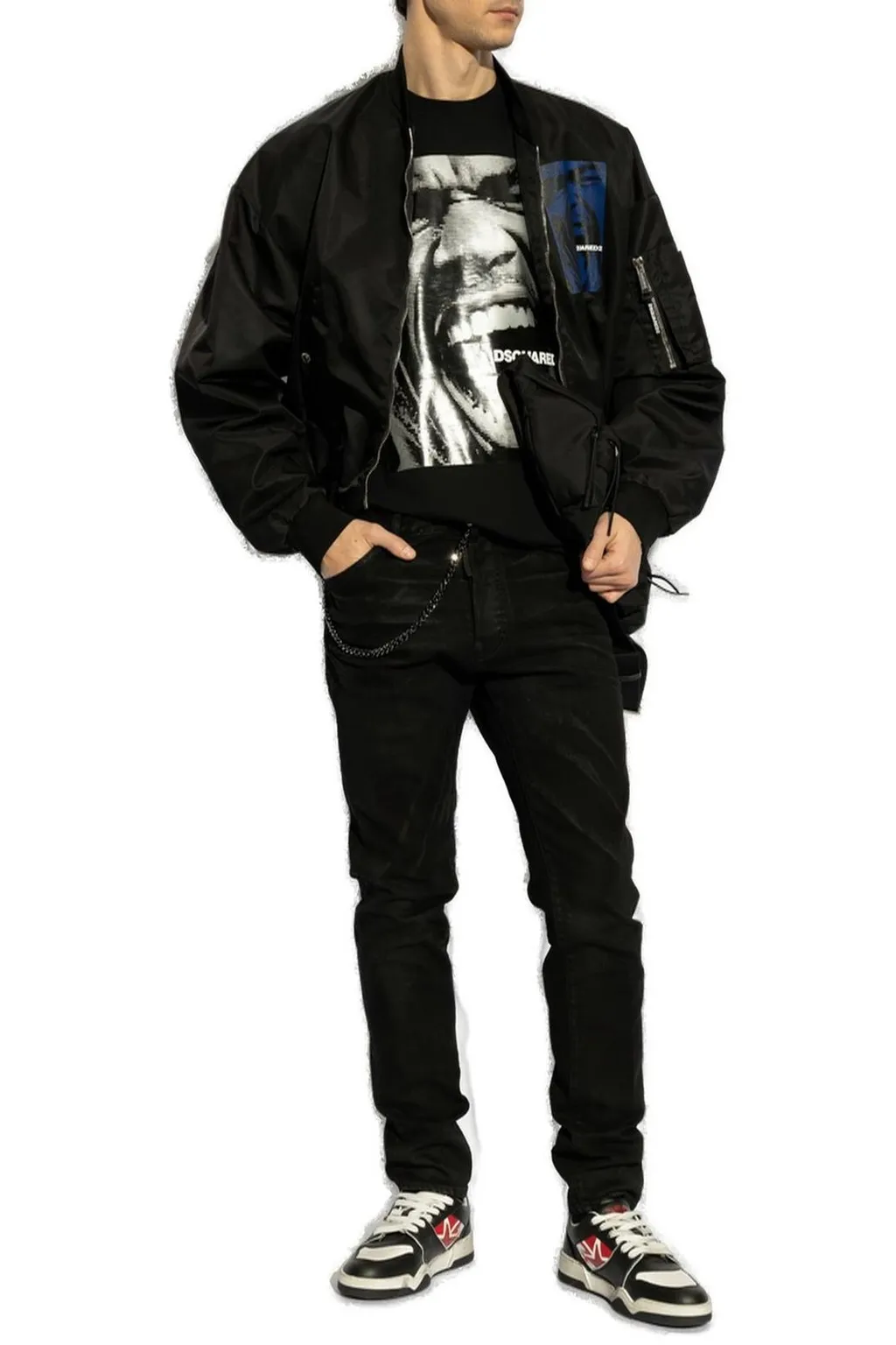 Dsquared2 Logo Printed Zipped Bomber Jacket