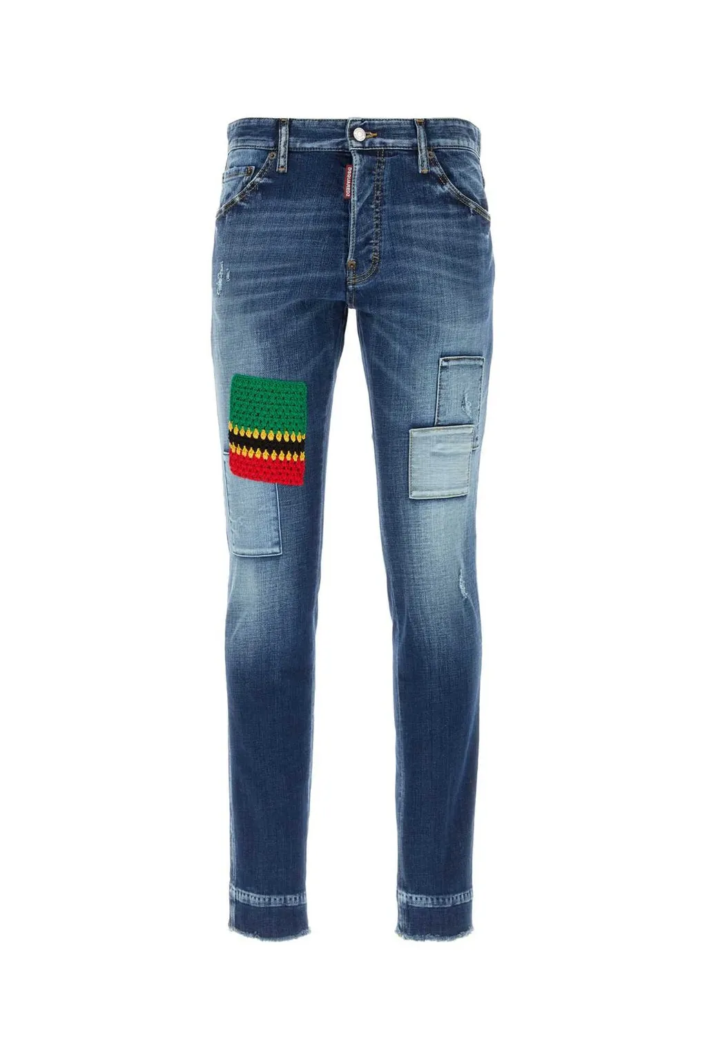 Dsquared2 Logo Detailed Distressed Slim Cut Jeans