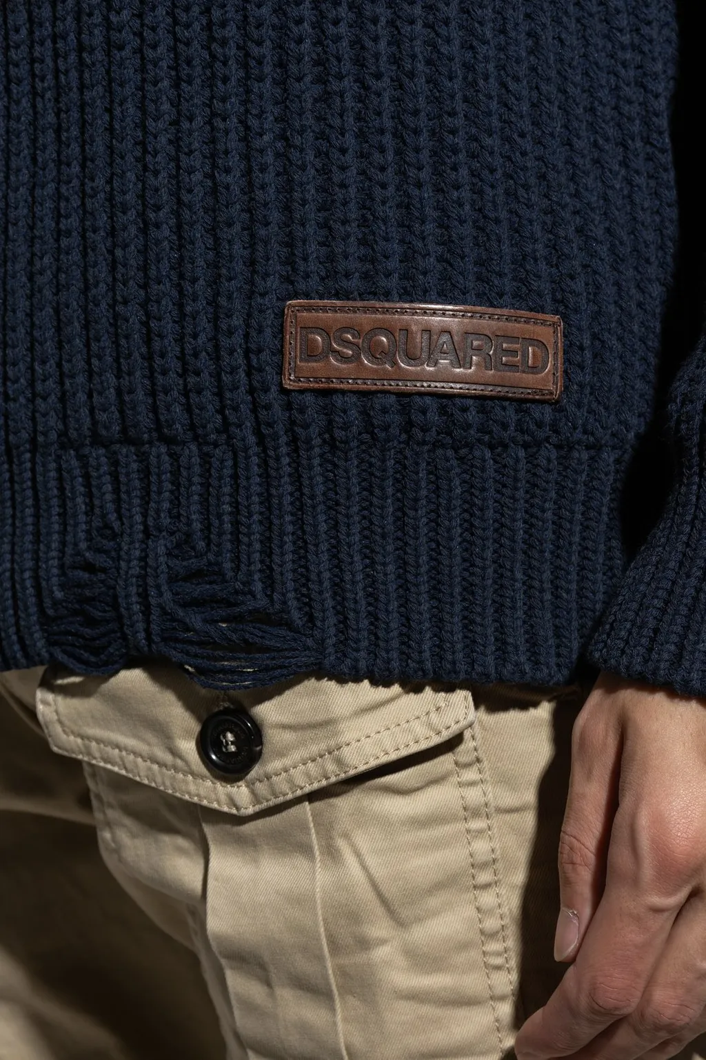 Dsquared2 High Neck Logo Patch Distressed Jumper