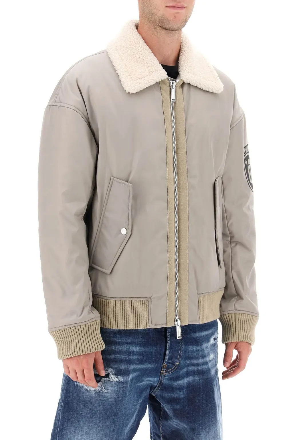 Dsquared2 Logo Printed Zip-Up Bomber Jacket