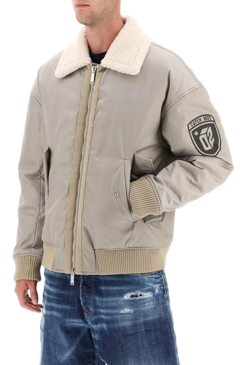 Dsquared2 Logo Printed Zip-Up Bomber Jacket