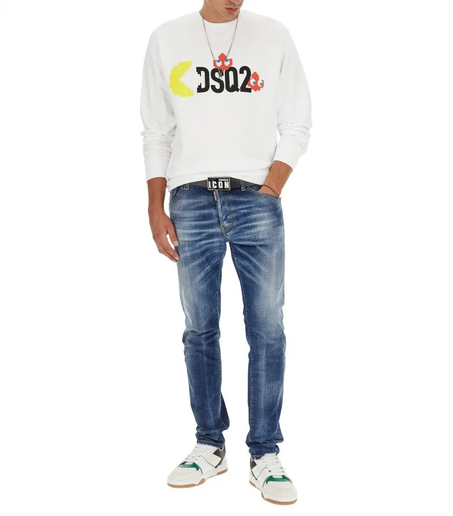 Dsquared2 Pac-Man Logo Printed Crewneck Sweatshirt