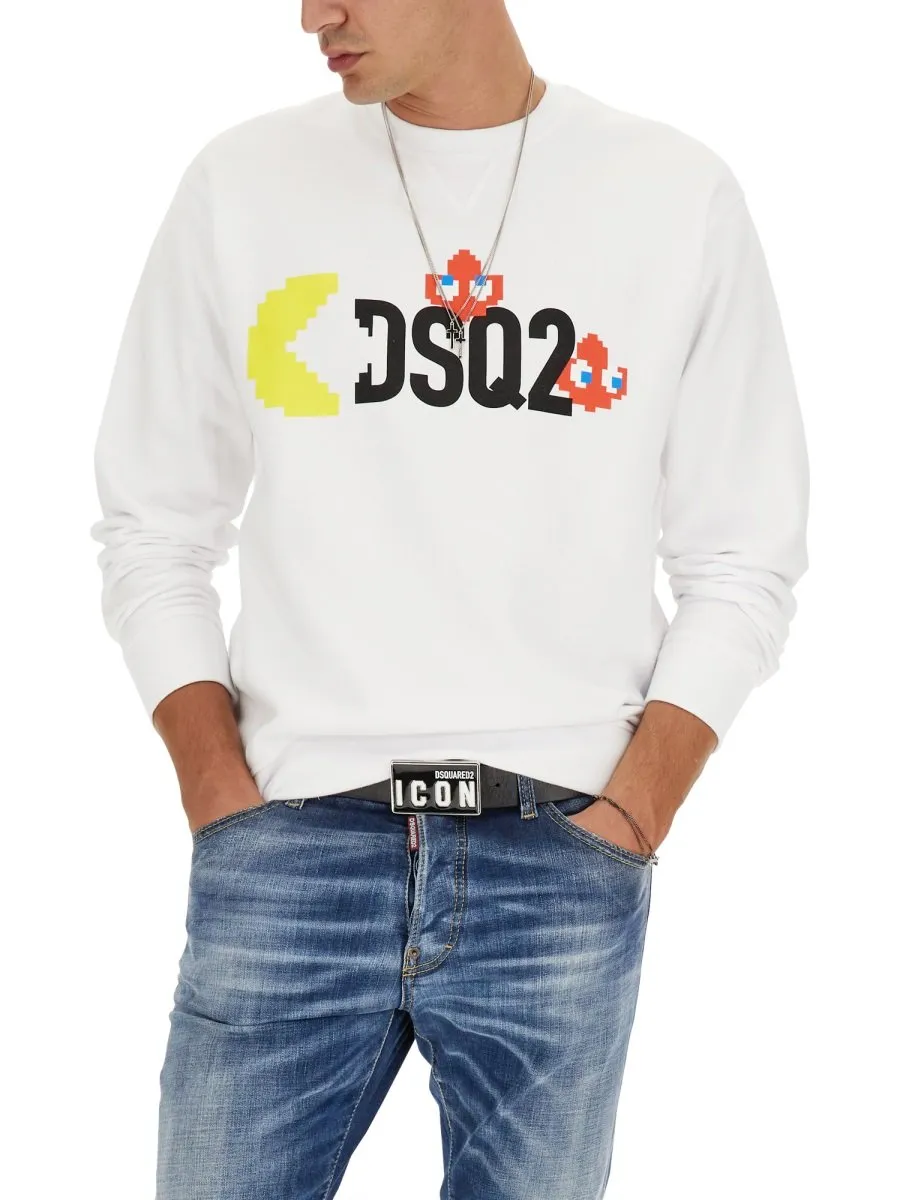 Dsquared2 Pac-Man Logo Printed Crewneck Sweatshirt