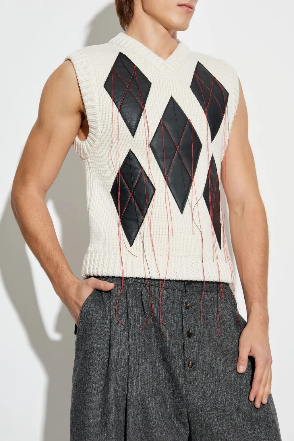 Dsquared2 X Magliano Leather Argyle Knit Vest