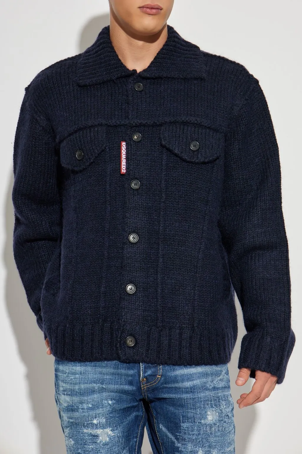 Dsquared2 Logo Tag Buttoned Knitted Cardigan