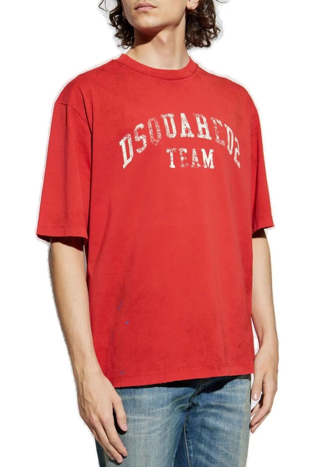 Dsquared2 Logo Printed Crewneck Distressed T-Shirt