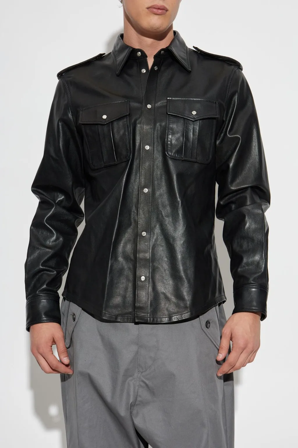 Dsquared2 Chest Pocket Leather Shirt