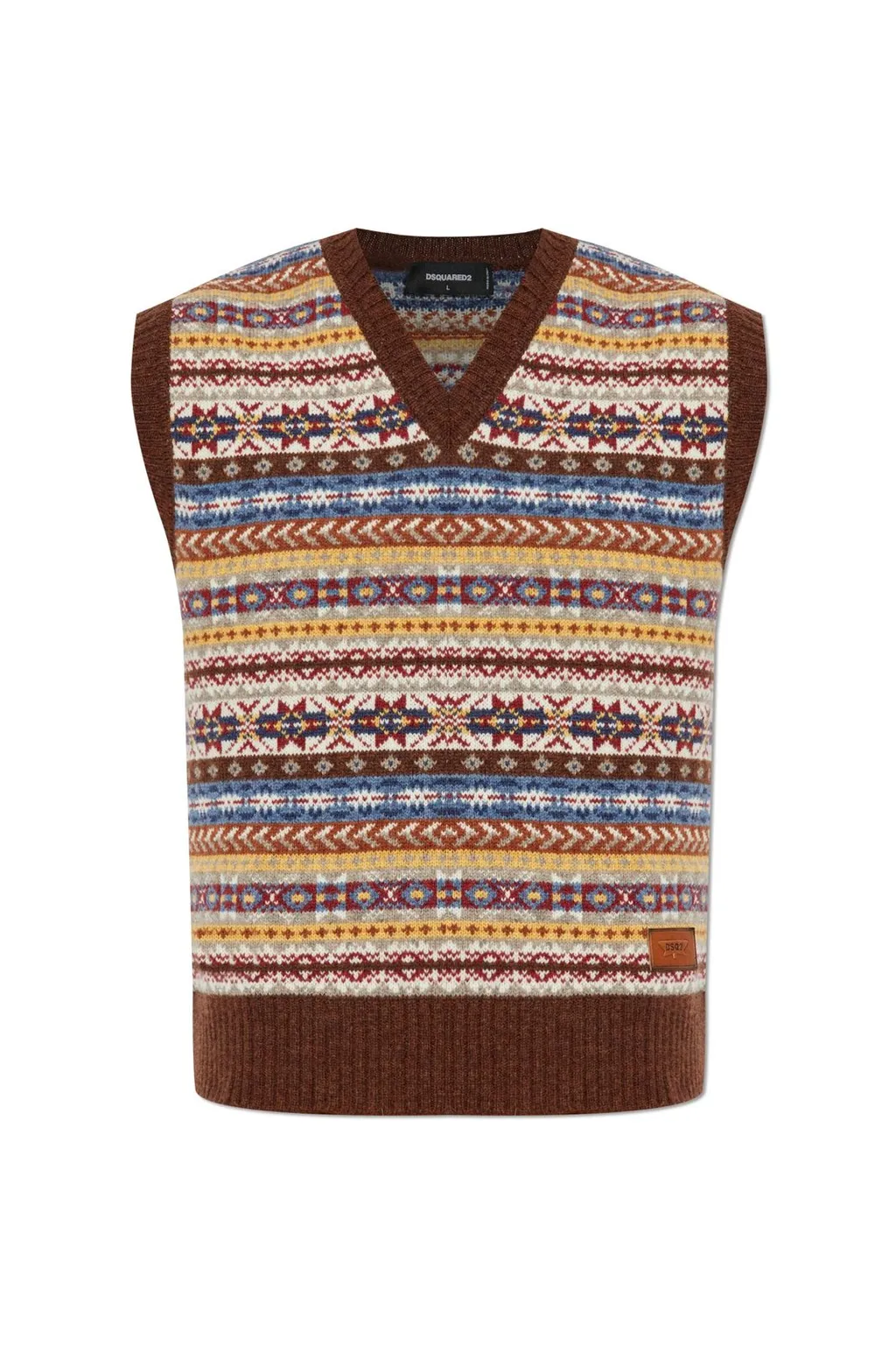 Dsquared2 Patterned V-Neck Knit Vest