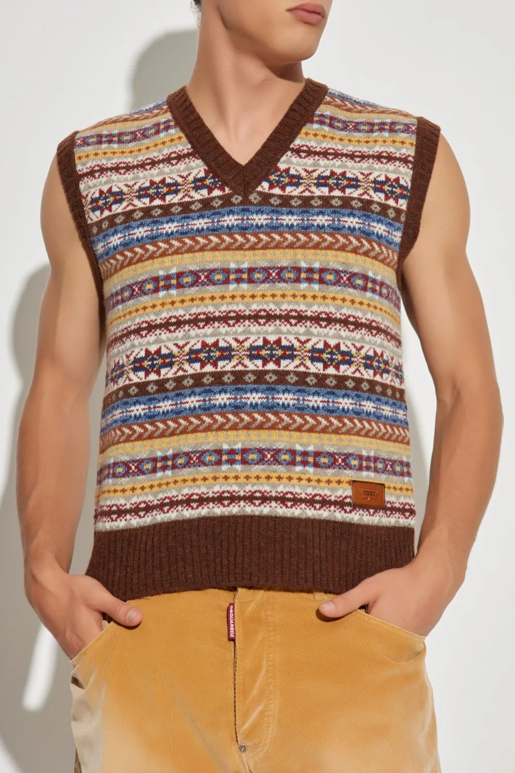 Dsquared2 Patterned V-Neck Knit Vest