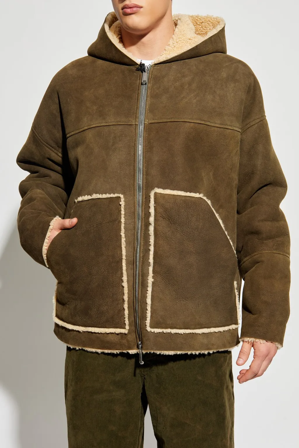 Dsquared2 Zip-Up Hooded Leather Coat