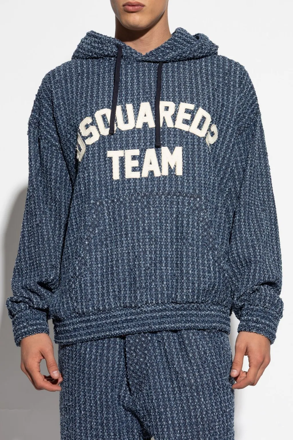 Dsquared2 Logo Patch Drawstring Knit Hoodie