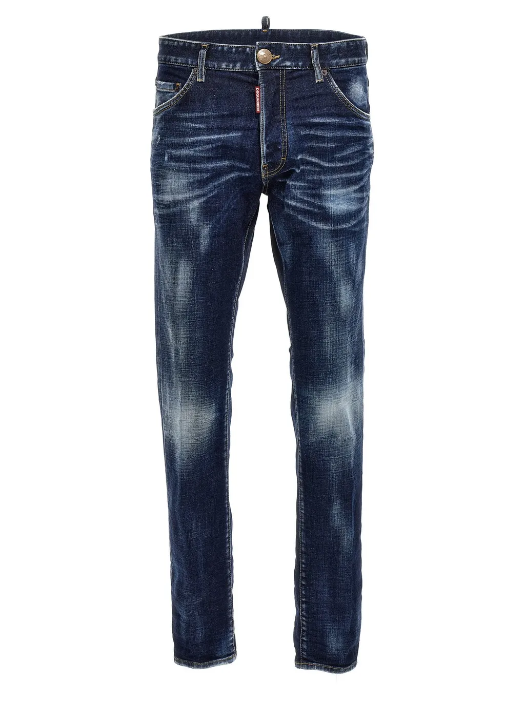 Dsquared2 Logo Patch Distressed Slim Fit Jeans