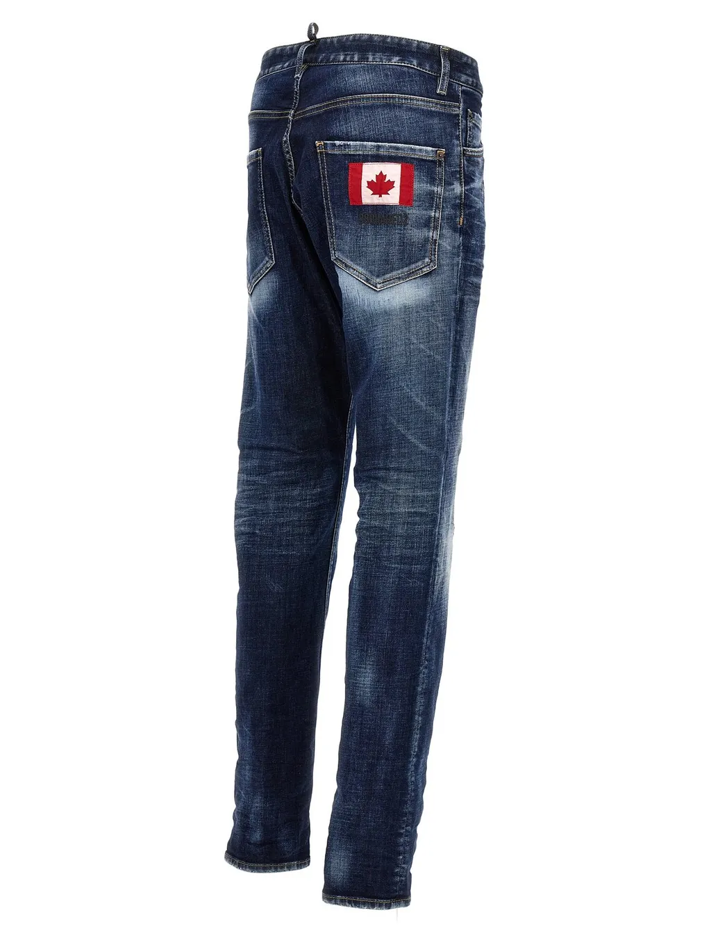 Dsquared2 Logo Patch Distressed Slim Fit Jeans