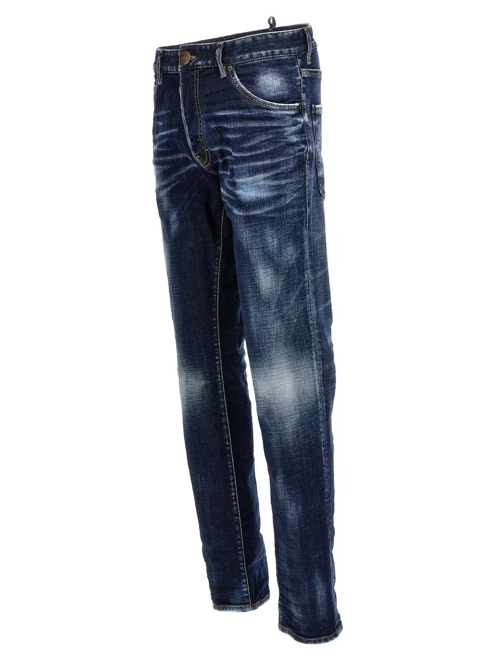 Dsquared2 Logo Patch Distressed Slim Fit Jeans