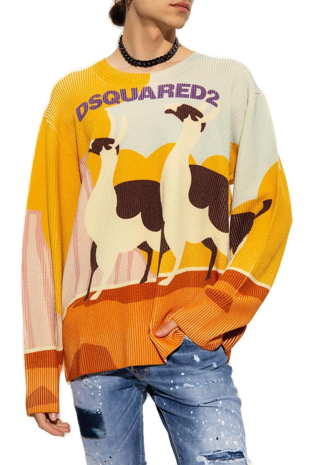 Dsquared2 Llama Country Crewneck Knitted Jumper