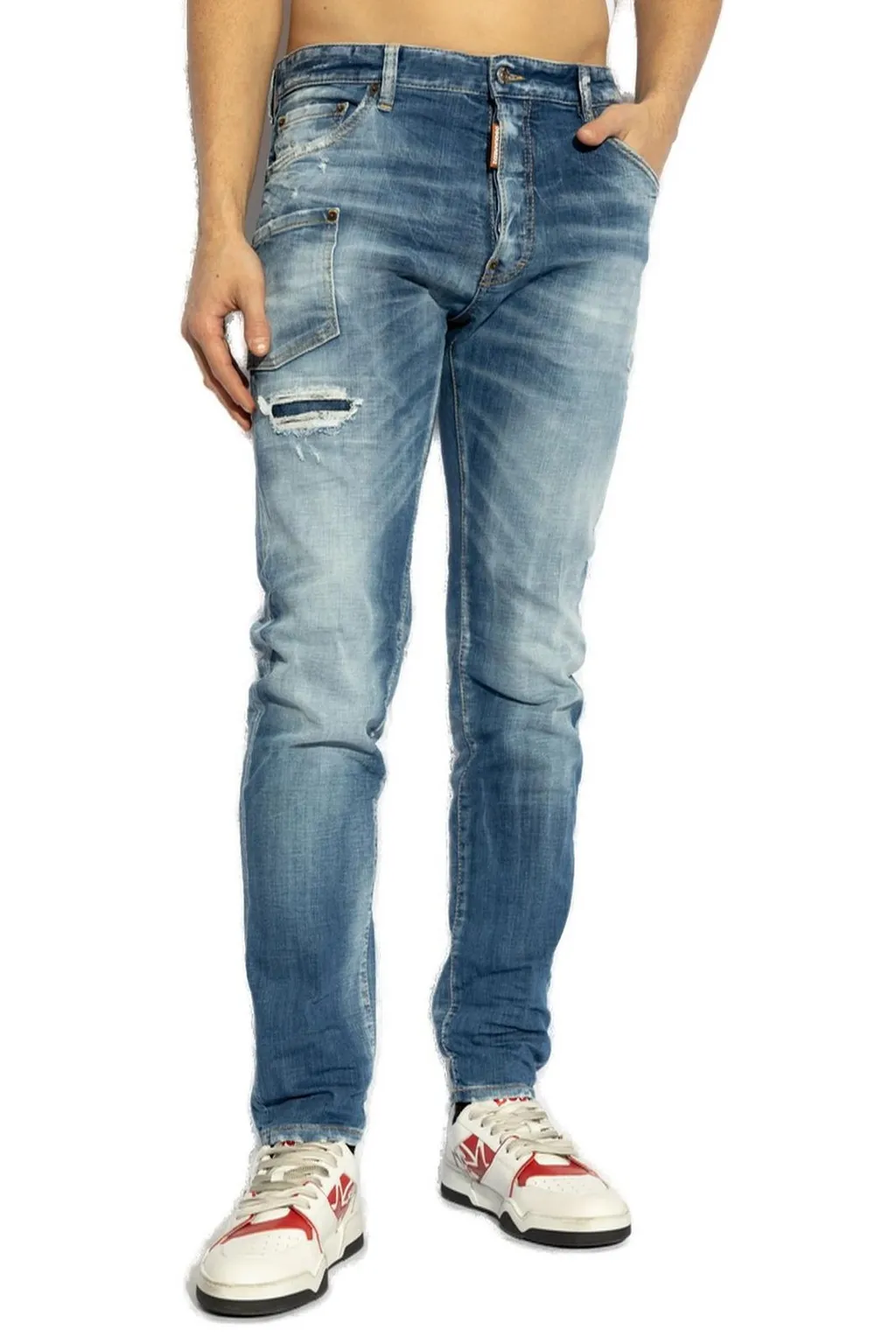 Dsquared2 Distressed Straight-Leg Jeans