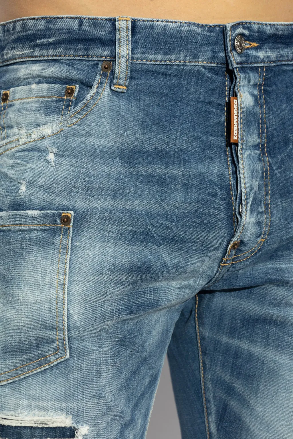 Dsquared2 Distressed Straight-Leg Jeans