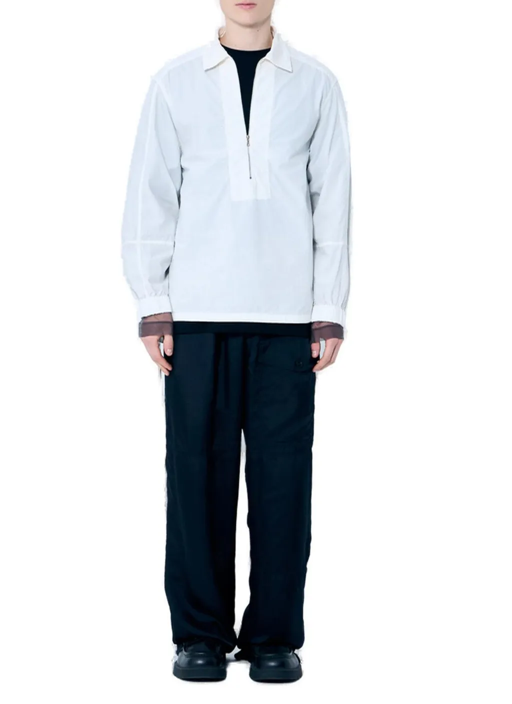 Dries Van Noten Long-Sleeved Half-Zip Shirt